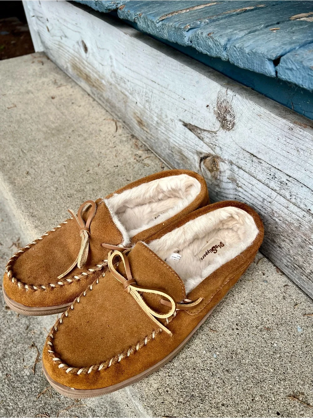 NWOB Men’s 9 My Slippers Luxury Leather Suede Coastal Fur Brown Boat Shoes Prep